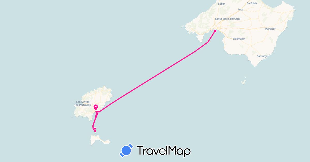 TravelMap itinerary: driving, sail in Spain (Europe)